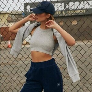 ALO Yoga Seamless Delight High Neck Bra in Athletic Heather Grey